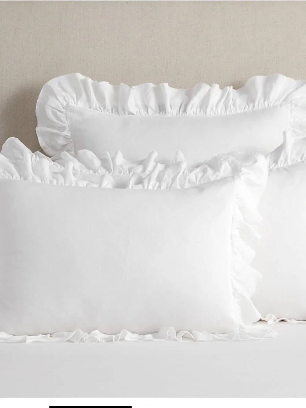 Pottery Barn Belgian Flax Linen Fringe Ruffle King Pillow Sham 1